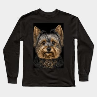 Super Cute Yorkshire Terrier Puppy Portrait Long Sleeve T-Shirt